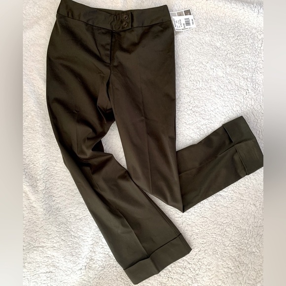 Cuffed Pleated Trousers Pants Olive Green 4P - Picture 9 of 9